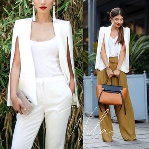 Minimalist White blazer cape open sleeve jacket business